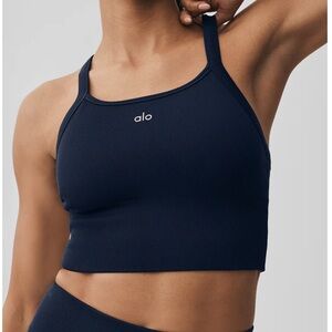 ALO Yoga Dark Blue Ribbed Sports Bra